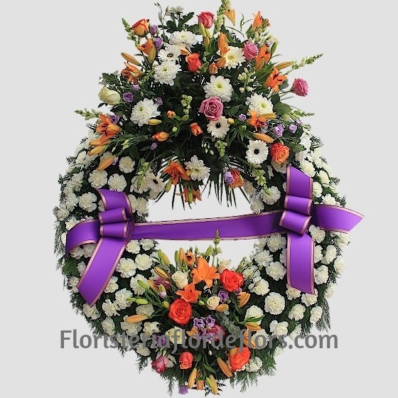 Corona de flores fúnebres variadas para enviar al tanatorio