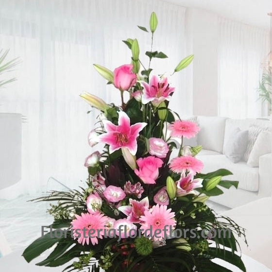 Centro de Flores Rosas en altura